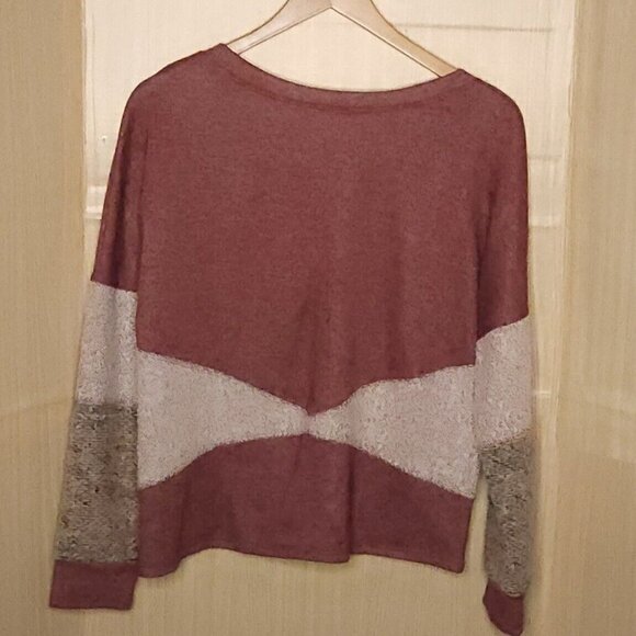Amadi Womens Maroon Mixed Material Sweatshirt Large - Picture 2 of 6